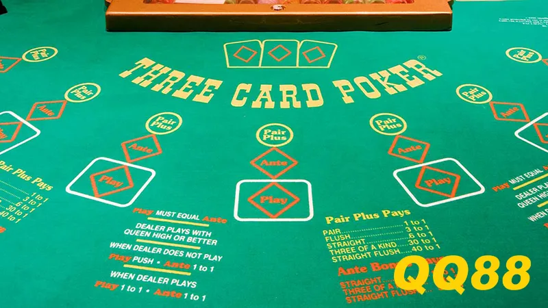 Chiến thuật chơi Poker 3 lá giúp tối ưu vốn cược tại QQ88 2 Bàn chơi Poker 3 lá tiêu chuẩn tại QQ88